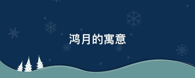 鸿月的寓意（意鸿的寓意）