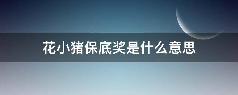 花小猪保底奖是什么意思 花小猪的保底奖是什么意思