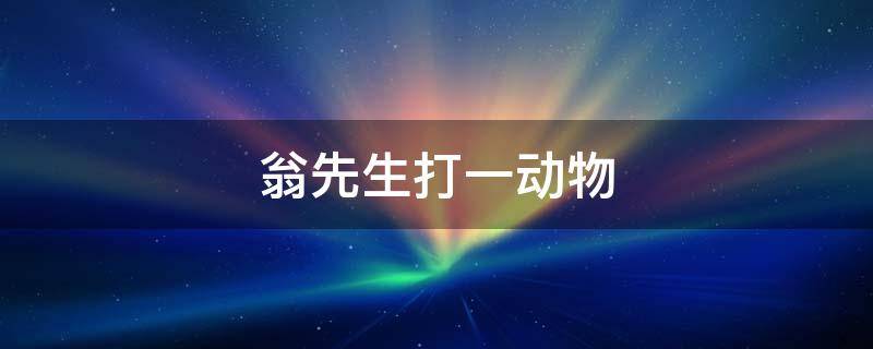 翁先生打一动物（翁先生最准确生肖）