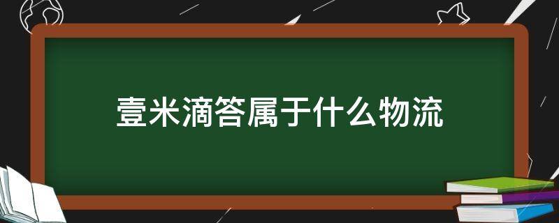 壹米滴答属于什么物流（壹米滴答属于什么物流速度怎么样）