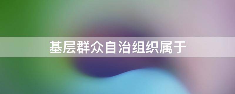基层群众自治组织属于（基层群众自治组织属于非营利法人吗）