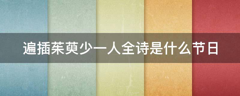 遍插茱萸少一人全诗是什么节日 遍插茱萸少一人是哪首诗?
